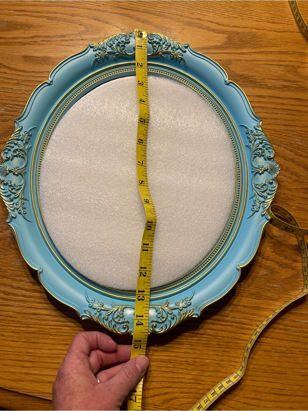 Decorative Vintage-Style Round Wall Mirror in Turquoise 🌼 - Picture 6 of 7
